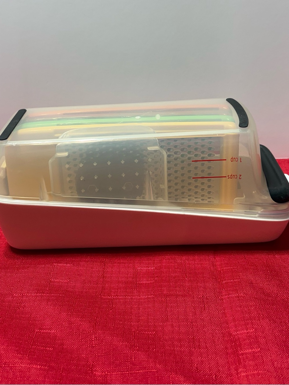 Multi-Tool Kitchen Grater Set in White with Colorful Inserts